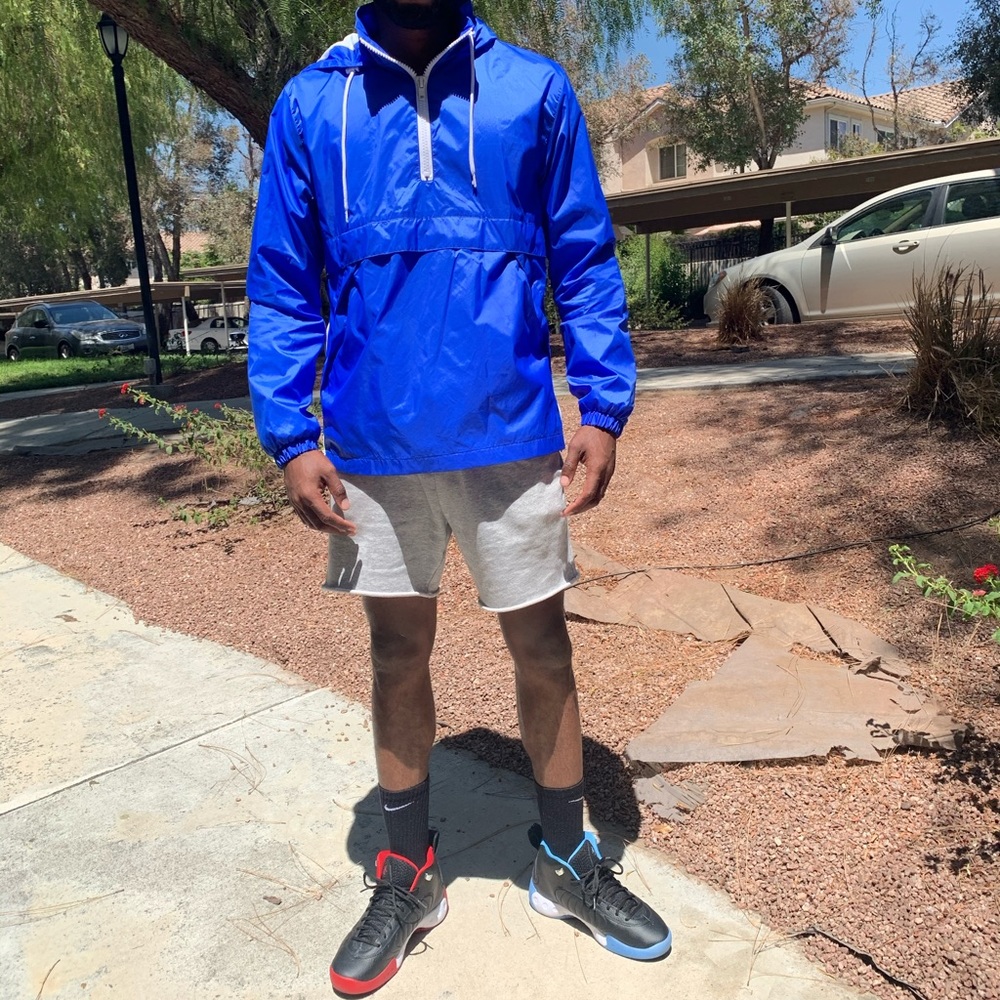 Hooded front zip anorak pullover